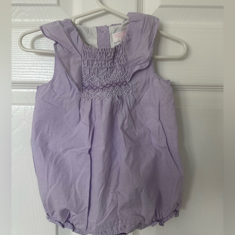 Janie and Jack purple smocked romper. Perfect condition. 3-6 months